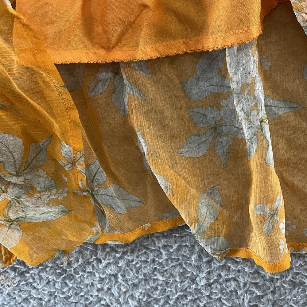 Anthropologie Dress Womens Small Floral Hi-Low‎ Maxi Boho Ruffle Lined Yellow - Picture 5 of 16